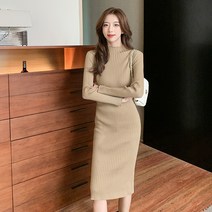 DFMEI 여성 코디 코트 롱 니트 원피스입니다