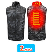 캠핑보일러 차박 텐트 온수 난방 겨울 히터 남녀용 USB 전기 발열 재킷 하이킹 사냥 낚시 사이클링용 열선 조끼 보온 의류, [03] Camo 2PCS Heated
