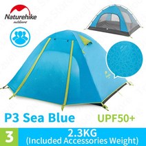 Naturehike p 시리즈 캠핑 텐트 2-4인용 초경량 하이킹 가족 텐트 35, p3-블루, 협력사