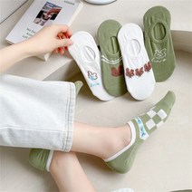 여성 학생 논슬립 귀요미 페이크삭스 귀여운 덧신 5P 세트 카툰 인형 패턴 학생양말 학생삭스