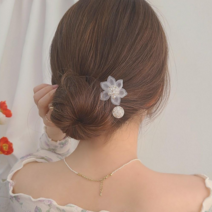 초콜리트쥬얼리 [2개 1세트/무배] 페니 비즈 자개 플라워 U자 헤어비녀 올림머리 2피스 세트