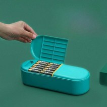 건전지보관함 코드 케이스 수납 파우치 플라스틱 가방, 더블 레이어 블루