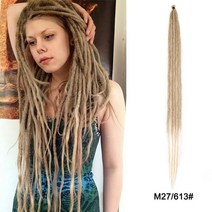 드레드헤어 Dreadlock 레게 붙임 머리 수제 합성 향취 확장 띠 36 인치 5 띠, m27-613, 36인치, 5 개몫