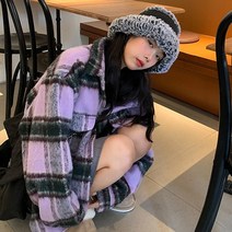 코코블랑 퍼플 체크셔켓