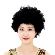 삐에로가발 소형 (블랙) 파티 뽀글이 파마 폭탄머리