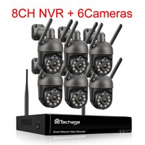 Techage 무선 비디오 보안 카메라 시스템 야외 양방향 오디오 와이파이 IP 카메라 P2P CCTV 감시 NVR 키, 03 8CH NVR 6 Camera C_01 없음