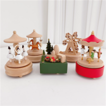 우드 발레리나 회전목마 오르골 원목 뮤직박스 감성소품 대만오르골, 크리스마스기차