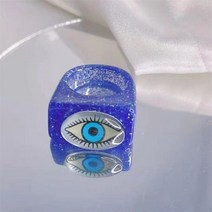 캔디 컬러 러브 하트 이블 아이 수지 여성용 아크릴 반지 럭키 블루 핑거 링 고딕 펑크 쥬얼리 파티 선물