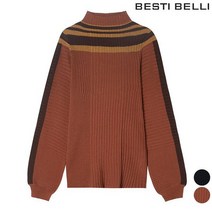 베스띠벨리 여성용 반하이 스트라이프 배색 니트 BDUCX2934