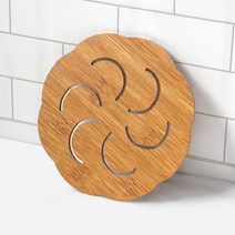 대나무 원목 냄비받침 우드 에어프라이어받침 뚝배기 냄비받침대, 01 대나무 민들레 나무받침