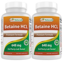 [2병묶음]베스트네츄럴 Betaine HCL 베타인 648g 펩신엔자임 250캡슐, 2개, 250개