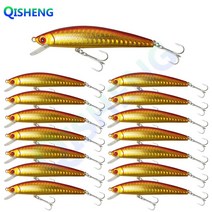 치승 플로팅 미노우 하드베이트 배스미노우 루어낚시 쏘가리 서스펜딩 15개입/세트, 골드 레드 레이저, BJ-6.9g