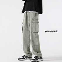 블랙진스트레이트 K2898 봄가을 와이드 루즈핏 캐쥬얼 긴바지 스트레이트핏 일자 드롭 드레이프 데님 남자 4994313695