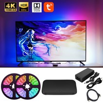 엠비언트라이트 무드등 자동차 차량용 실내등 HDMI 앰비언트 TV PC 백라이트 드림 스크린 USB LED 스트립 조명 박스/알렉사/구글 스마트 동기화 라이트 세트, 43.For 98 to 120 inch - 30leds