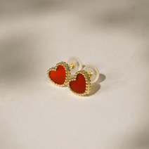 [작은미니하트귀걸이] 쥬넬 14K 하트 원석 귀걸이(1쌍)