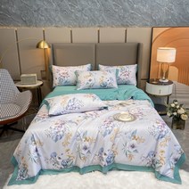 럭셔리 텐셀 4피스세트 더블 세탁기사용가능 여름 얇은이불 싱글 아이스와이어 에어컨이불솜