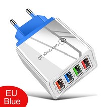 여행용멀티어댑터 USB 충전기 빠른 3.0 3.1A 삼성 아이폰 11 7 X XR 4 포트 휴대 전화 고속 전원 어댑터, 06 Blue_01 EU Plug