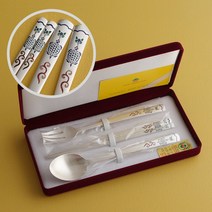 ㈜인스푼 꼬마거북 파랑 어린이은수저 3종 80% 20돈 스푼포크젓가락 첫돌선물