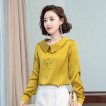 실크 셔츠 여자2022봄 새로운 패션 조커 인형 칼라 긴 소매 뽕나무 실크 셔츠
