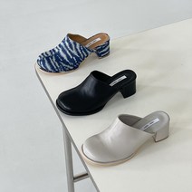 유니모노 유니크 둥근코 뮬 슬리퍼 힐