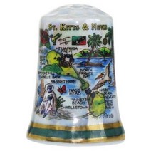 St.Kitts & Nevis Caribbean Map Pearl Souvenir Collectible Thimble agc null, 1