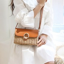 링 버클 라탄 크로스백 3종 베이지 아이보리 블랙 왕골가방 라피아백