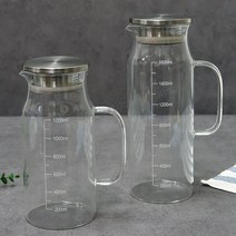 BESTAR 베스타 내열유리 물병 스텐뚜껑 냉장고물병, 1200ml+1600ml×1개
