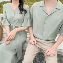 민트 여름 반팔 커플룩 기념일 선물 시밀러 부모님 커플티 여사친 남사친 셀프 웨딩 촬영 신혼 부부 여행
