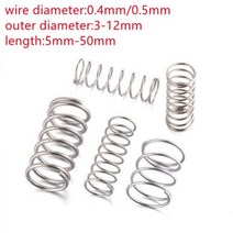 용수철 스프링 20PCS SS304 스테인레스 스틸 압축 두께 0.4mm 0.5m 미니 가정용 유지 보수 도구 하드웨어 악세사리205835, 7mm, 50mm