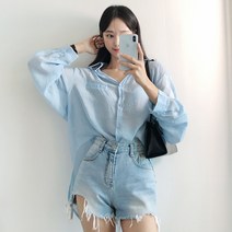 여름에도쭉 심플 아사면 언발 오버핏 셔츠 남방(nb260)