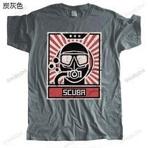 스쿠버티셔츠 스킨스쿠버 다이버 산업잠수 단체티 레트로 남성 스쿠버 반팔 면 참신 바다 탐험 애호가 티 탑 의류