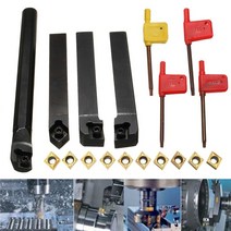 선반 밀링 바이트 10pcs ccmt09t304 카바이드 인서트 + 4pcs 터닝 도구 홀더 세트 + 터닝 도구 공작 기계 세트 용 4pcs 렌치, 없음