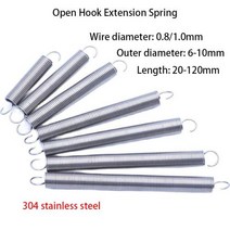 S 후크 304 스테인레스 스틸 인장 스프링 연장 코일 스프링 풀백 스프링 와이어 직경 10mm 외경 610m, 25mm(2 pieces)+1.0mm+8mm