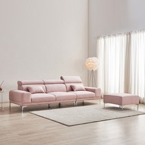 동서가구 퓨리끄 아쿠아텍스 이지클린 4인용 기능성 패브릭 소파+스툴 DF643751, 인디핑크
