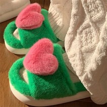 도니와 여성 페이크퍼 하트 예쁜 슬리퍼 실내화 쏘아ZA37