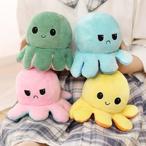리버시블 문어 감정 반전 양면 애착 인형 20cm 4종 애착 인형 감정 반전 문어 몰랑이 앵그리해피 양면, 미미미 쿠팡 2양면문어인형-핑크
