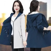 여자트렌치코트 여자봄코트 봄가을 새로운 봄 가을 양면 트렌치 코트 후드 롱 윈드브레이커 자켓 아우터 웨