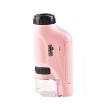 티에이치포켓 현미경 60X-120X 휴대용 확대 렌즈 LED 조명 휴대용 미니 마이크로 광학 학생 실험실 도구 GX, 분홍색