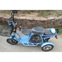 2020 Three Whees 전기 스쿠터 성인 전기 자전거 12 인치 세발 자전거 500W 48V 휴대용 전기 스쿠터 자전거 좌석 포함, 파란색 25AH 90-100KM