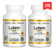 캘리포니아 골드 뉴트리션 루테인 및 제아잔틴 10mg 베지 소프트젤 120정, 2개