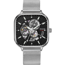 스위스명품시계 자동 오토매틱 손목시계 남성 패기 펀칭 스퀘어 남자 표 10대 1655401698, 본색 블랙 면 웹벨트 (수장 추가 구