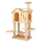 고양이 원목캣타워4단 원목캣타워5단 먼치킨 캣타워 하우스 이케아 DIY 선반 뚱냥이 투명해먹, 단일사이즈, M-02플러스하우스형(48x48x106)