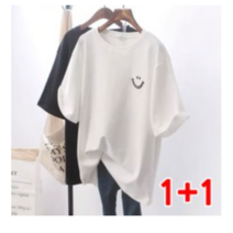 1+1세트 여름 반팔 레터링 티셔츠 페이웃음T