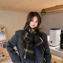 ZDD 여성 체크 수술 목도리 머플러 숄 캐시미어감촉 부드러운 겨울 심플 코디