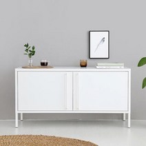 마켓비 PIDOR 캐비넷 가로양문 TV스탠드 1150590, 화이트