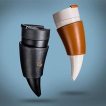 염소 뿔 모양의 머그잔 커피 절연 플라스크 진공 보온병 컵 음료 용기, 230ML ＋ WHITE