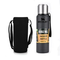 스탠리 500ml 800ml 1000ml 1500ml 이중 벽 스테인레스 스틸 보온 물병 플라스크 진공 보온병 커피 컵 텀블러 자동차, 03 Black