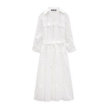 ZARA 자라 여성 롱 자수 드레스 펀칭 리본 원피스