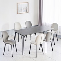 유씨엠 포세린 통세라믹 6인식탁세트 (테이블+의자6), 레이나 그레이, 베이지 3EA 그레이 3EA