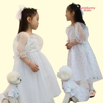 찌니버니 강아지커플룩 개플룩 강아지옷 화견드레스, 도트드레스, 100, S